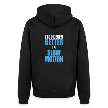 cadeau super slow motion t-shirt - Veste à capuche bio Premium Unisexe - noir - Dos - Nico (187cm)