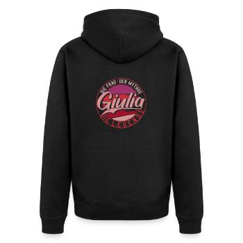 Die frau der Mythos die Legende Giulia - Unisex Premium Bio Zip Hoodie - Schwarz - Hinten - Nico (187cm)