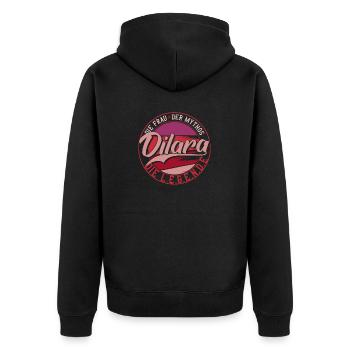 Die frau der Mythos die Legende Dilara - Unisex Premium Bio Zip Hoodie - Schwarz - Hinten - Nico (187cm)