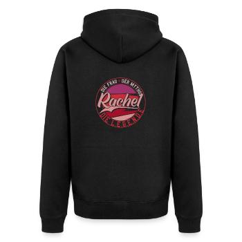 Die frau der Mythos die Legende Rachel - Unisex Premium Bio Zip Hoodie - Schwarz - Hinten - Nico (187cm)