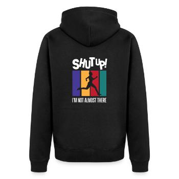 Lustiges Marathon Läufer Laufen Cross Country - Unisex Premium Bio Zip Hoodie - Schwarz - Hinten - Nico (187cm)