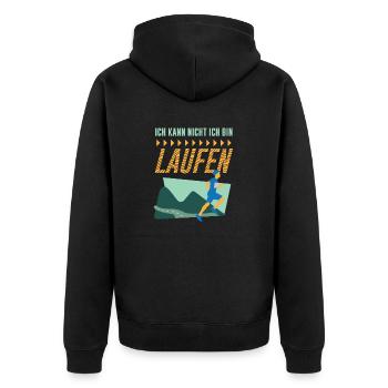 Lustiges Marathon Läufer Laufen Cross Country - Unisex Premium Bio Zip Hoodie - Schwarz - Hinten - Nico (187cm)