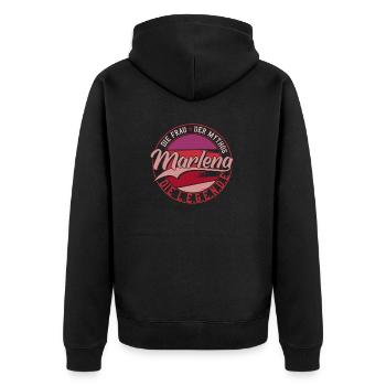 Die frau der Mythos die Legende Marlena - Unisex Premium Bio Zip Hoodie - Schwarz - Hinten - Nico (187cm)