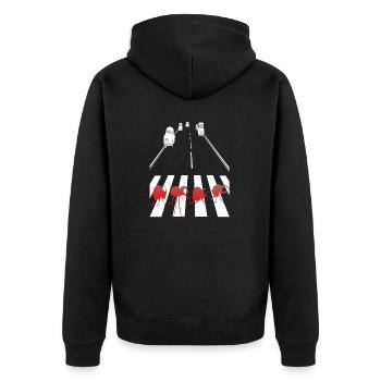 Insekten auf Straße - Unisex Premium Bio Zip Hoodie - Schwarz - Hinten - Nico (187cm)
