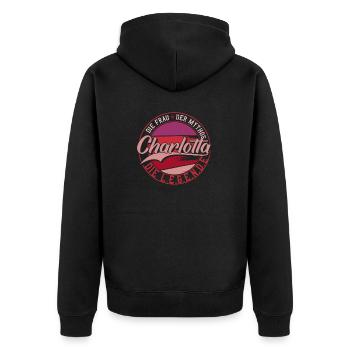 Die frau der Mythos die Legende Charlotta - Unisex Premium Bio Zip Hoodie - Schwarz - Hinten - Nico (187cm)