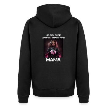 Mama Superheroin - Heroes without a cape are called - Unisex Premium Organic Zip Hoodie - black - Back - Nico (187cm)