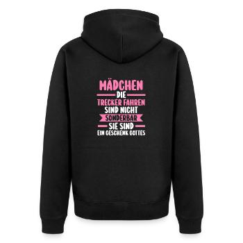 Trecker Landwirt Bauer Landwirtschaft Traktor - Unisex Premium Bio Zip Hoodie - Schwarz - Hinten - Nico (187cm)