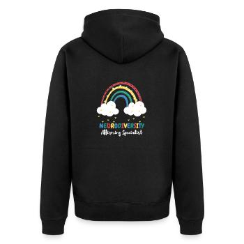 Neurodiversity Affirming Specialist - Unisex Premium Organic Zip Hoodie - black - Back - Nico (187cm)