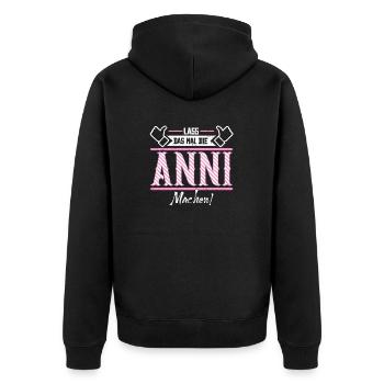 Anni Geschenkidee Geschenk Geburtstag - Unisex Premium Bio Zip Hoodie - Schwarz - Hinten - Nico (187cm)
