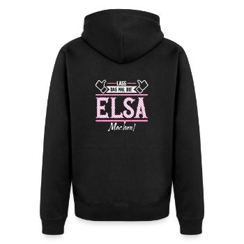 Elsa Geschenkidee Geschenk Geburtstag - Unisex Premium Bio Zip Hoodie - Schwarz - Hinten - Nico (187cm)