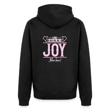 Joy Geschenkidee Geschenk Geburtstag - Unisex Premium Bio Zip Hoodie - Schwarz - Hinten - Nico (187cm)