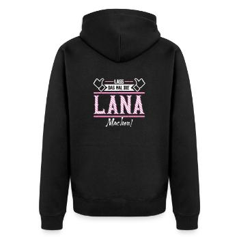 Lana Geschenkidee Geschenk Geburtstag - Unisex Premium Bio Zip Hoodie - Schwarz - Hinten - Nico (187cm)