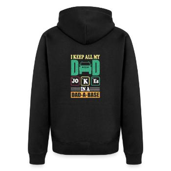 Ich behalte alle meine Vaterwitze in einem Vater eine Basis - Unisex Premium Bio Zip Hoodie - Schwarz - Hinten - Nico (187cm)