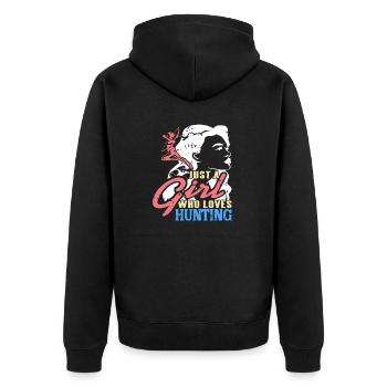 Juste une fille qui aime chasser le T-shirt Retro Hunter - Veste à capuche bio Premium Unisexe - noir - Dos - Nico (187cm)