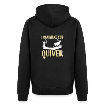 I Can Make You Quiver Retro Funny Archery Hunting - Unisex Premium Bio Zip Hoodie - Schwarz - Hinten - Nico (187cm)