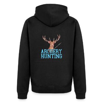 Retro Vintage Game Archery Hunting T-Shirt - Unisex Premium Organic Zip Hoodie - black - Back - Nico (187cm)