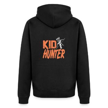 Kid Hunter Retro Cool Kid Archery Hunting Designs - Unisex Premium Bio Zip Hoodie - Schwarz - Hinten - Nico (187cm)