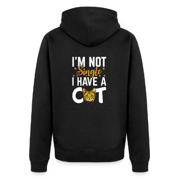 I m Not Single I Have A Cat - Unisex Premium Bio Zip Hoodie - Schwarz - Hinten - Nico (187cm)