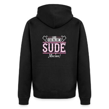 Sude Geschenkidee Geschenk Geburtstag - Unisex Premium Bio Zip Hoodie - Schwarz - Hinten - Nico (187cm)