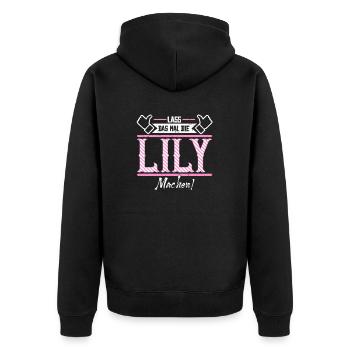 Lily Geschenkidee Geschenk Geburtstag - Unisex Premium Bio Zip Hoodie - Schwarz - Hinten - Nico (187cm)