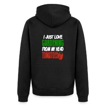 J’adore jardiner de ma tête TOMATES drôle - Veste à capuche bio Premium Unisexe - noir - Dos - Nico (187cm)