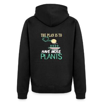 The Plan Is To Have More Plants Retro Gardener - Unisex Premium Organic Zip Hoodie - black - Back - Nico (187cm)
