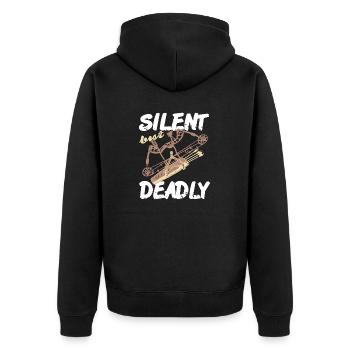 Silent But Deadly Retro Archery Hunting Designs - Unisex Premium Bio Zip Hoodie - Schwarz - Hinten - Nico (187cm)