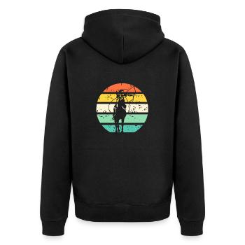 Retro Vintage Game Archery Hunting Designs - Unisex Premium Organic Zip Hoodie - black - Back - Nico (187cm)