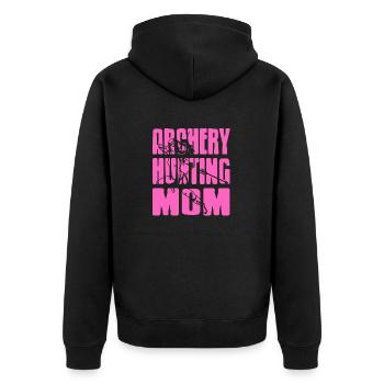 Archery Hunting MOM Cool Retro Hunter MOM T-Shirt - Unisex Premium Bio Zip Hoodie - Schwarz - Hinten - Nico (187cm)
