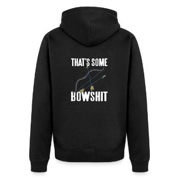 That's Some Bowshit Funny Archery Hunting T-Shirt - Unisex Premium Bio Zip Hoodie - Schwarz - Hinten - Nico (187cm)