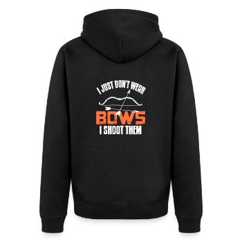 I Just Don't Wear Bows I Shoot Them Funny Hunter - Unisex Premium Bio Zip Hoodie - Schwarz - Hinten - Nico (187cm)