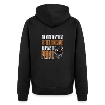 La voix dans ma tête T-shirt rétro drôle de pianiste - Veste à capuche bio Premium Unisexe - noir - Dos - Nico (187cm)