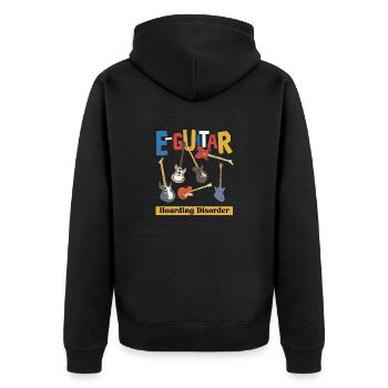 Lustiges Retro E-Gitarren Motiv Gitarristen Heavy - Unisex Premium Bio Zip Hoodie - Schwarz - Hinten - Nico (187cm)