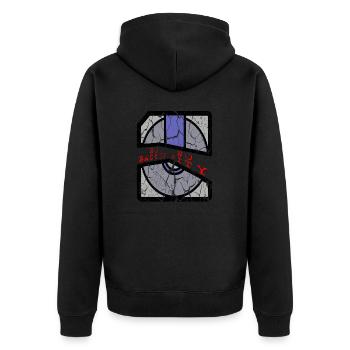 no backup no pity black - Unisex Premium Bio Zip Hoodie - Schwarz - Hinten - Nico (187cm)