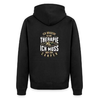 Keine Therapie nur Campen Wohnmobil Camping - Unisex Premium Bio Zip Hoodie - Schwarz - Hinten - Nico (187cm)