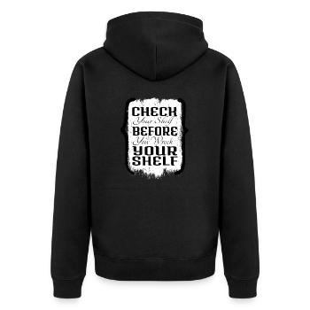 livres et vin drôles dictons humour amant de livres - Veste à capuche bio Premium Unisexe - noir - Dos - Nico (187cm)