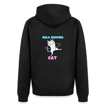 Hula Hooping Cat - Drôle de chat de danse - Veste à capuche bio Premium Unisexe - noir - Dos - Nico (187cm)