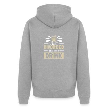 Just Divorced - Unisex Premium Organic Zip Hoodie - heather grey - Back - Nico (187cm)