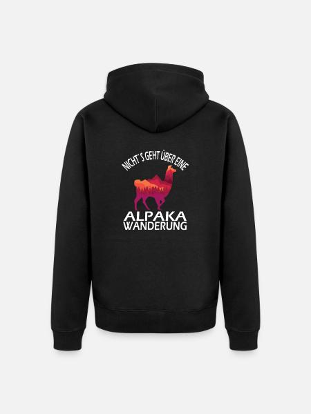 Alpaka und Lama Wanderung - Unisex Premium Bio Zip Hoodie - Schwarz