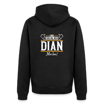 Dian Geschenkidee Geschenk Geburtstag - Unisex Premium Bio Zip Hoodie - Schwarz - Hinten - Nico (187cm)