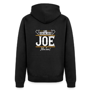 Joe Geschenkidee Geschenk Geburtstag - Unisex Premium Bio Zip Hoodie - Schwarz - Hinten - Nico (187cm)