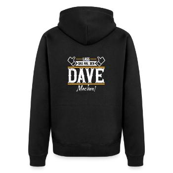 Dave Geschenkidee Geschenk Geburtstag - Unisex Premium Bio Zip Hoodie - Schwarz - Hinten - Nico (187cm)