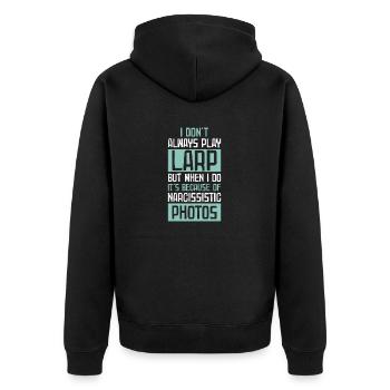 Larp | Live-action role-playing game | Larps | Larp - Unisex Premium Organic Zip Hoodie - black - Back - Nico (187cm)