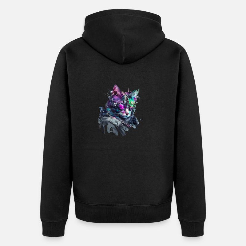 Chat moderne - Veste à capuche bio Premium Unisexe - noir