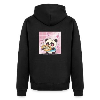 Süßer Kawaii Panda, Der Pizza Isst Anime Manga - Unisex Premium Bio Zip Hoodie - Schwarz - Hinten - Nico (187cm)