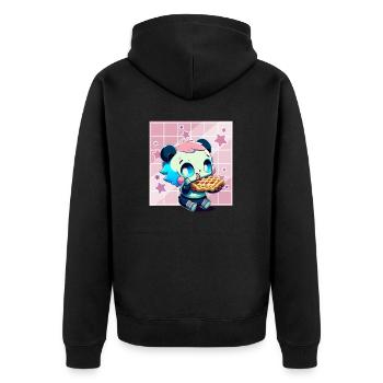 Cute Kawaii Panda Who Eats Waffle Anime Manga - Unisex Premium Organic Zip Hoodie - black - Back - Nico (187cm)