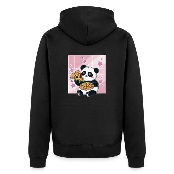 Süßer Kawaii Panda, Der Pizza Isst Anime Manga - Unisex Premium Bio Zip Hoodie - Schwarz - Hinten - Nico (187cm)