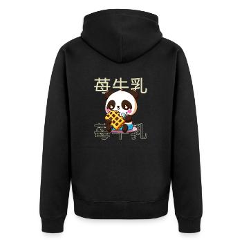 Cute Kawaii Panda Who Eats Waffle Anime Manga - Unisex Premium Organic Zip Hoodie - black - Back - Nico (187cm)