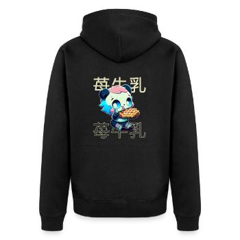 Cute Kawaii Panda Who Eats Waffle Anime Manga - Unisex Premium Organic Zip Hoodie - black - Back - Nico (187cm)