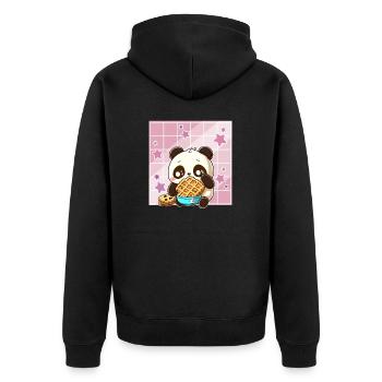 Cute Kawaii Panda Who Eats Waffle Anime Manga - Veste à capuche bio Premium Unisexe - noir - Dos - Nico (187cm)
